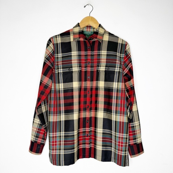 Ralph Lauren LRL Women’s Wool Shirt Plaid Long Sleeve Button Front Size Small - Picture 1 of 7